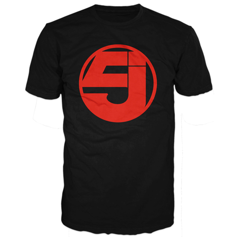 Jurassic 5 logo white and black Black T-Shirt | Jurassic 5